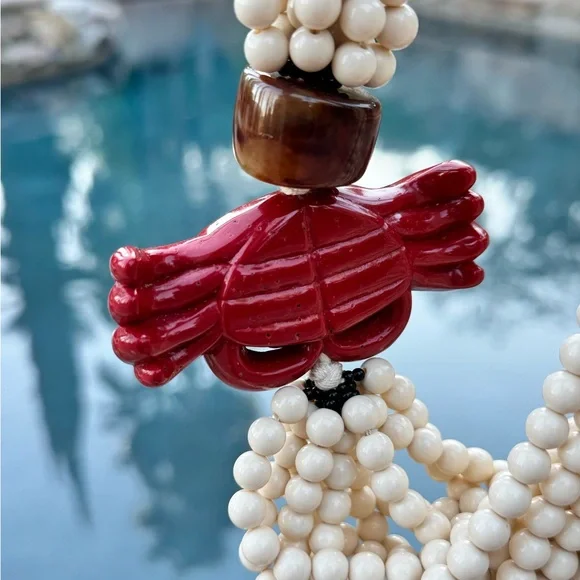 🦀 Rare Vintage Multi-Strand Angela Caputi Coral Crab Necklace, Florence, Italy - Picture 7 of 12